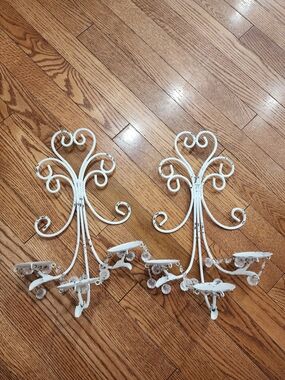 White Decorative Metal Wall Sconces with Crystal Drops